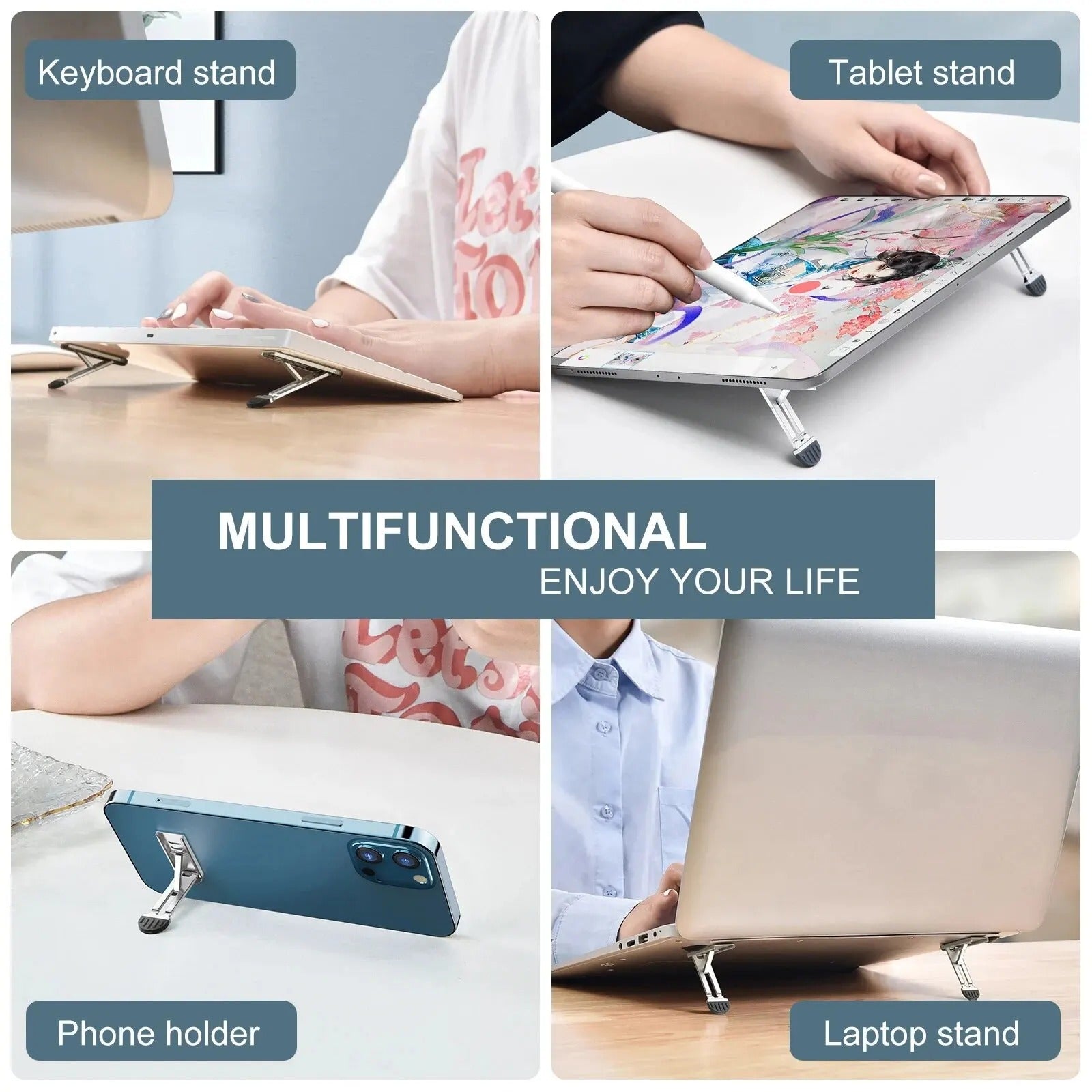 Folding Zinc Alloy Stand – Adjustable Phone & Tablet Holder