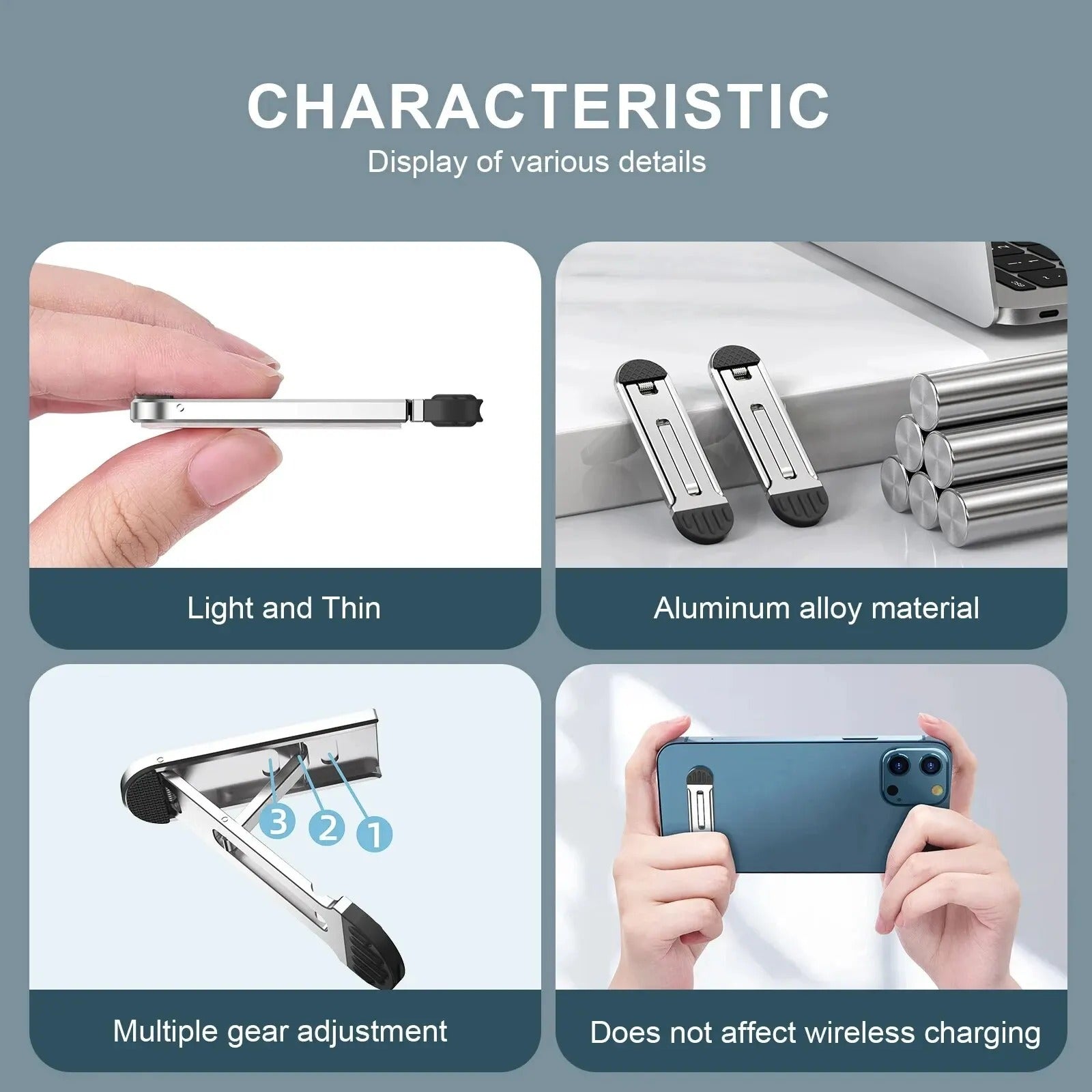 Folding Zinc Alloy Stand – Adjustable Phone & Tablet Holder