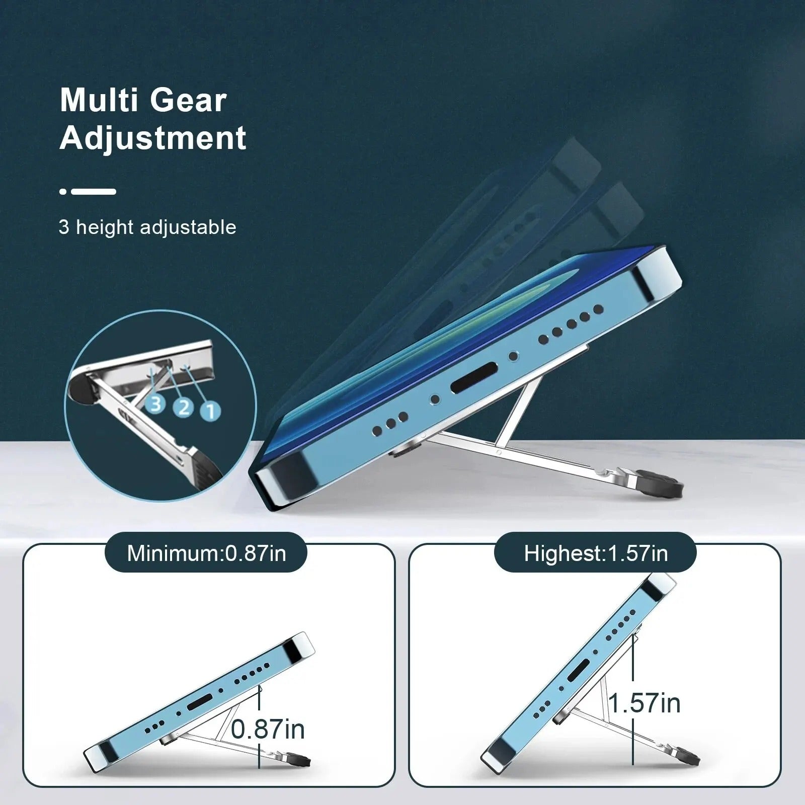 Folding Zinc Alloy Stand – Adjustable Phone & Tablet Holder
