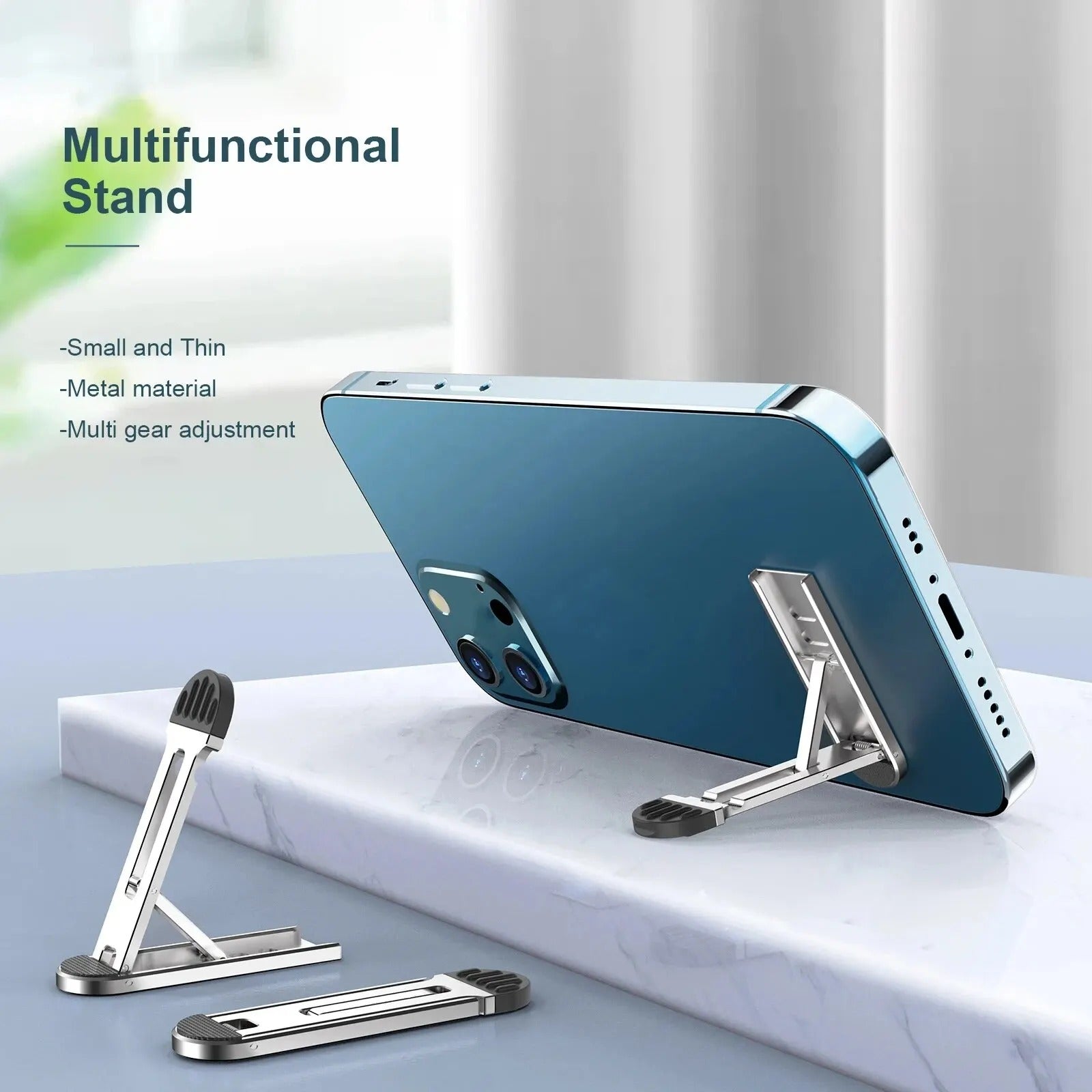 Folding Zinc Alloy Stand – Adjustable Phone & Tablet Holder